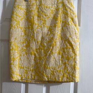 Ann Taylor Yellow and White Mini Pencil Skirt for Cocktail